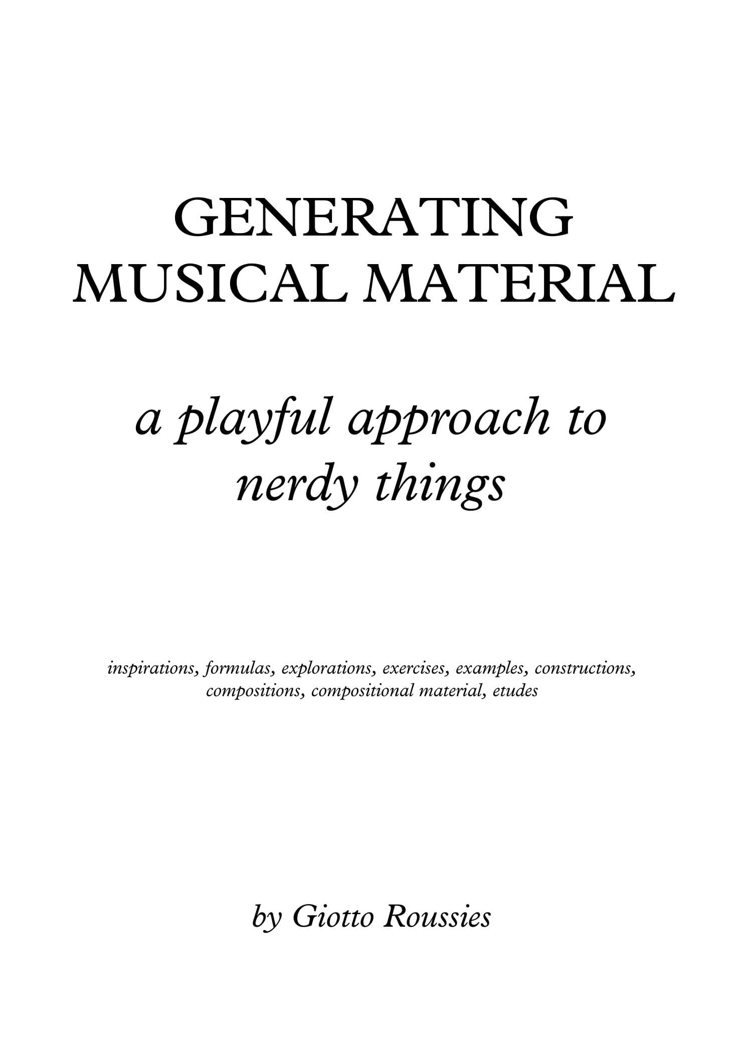 Cover des Musikbuchs Generating Musical Material